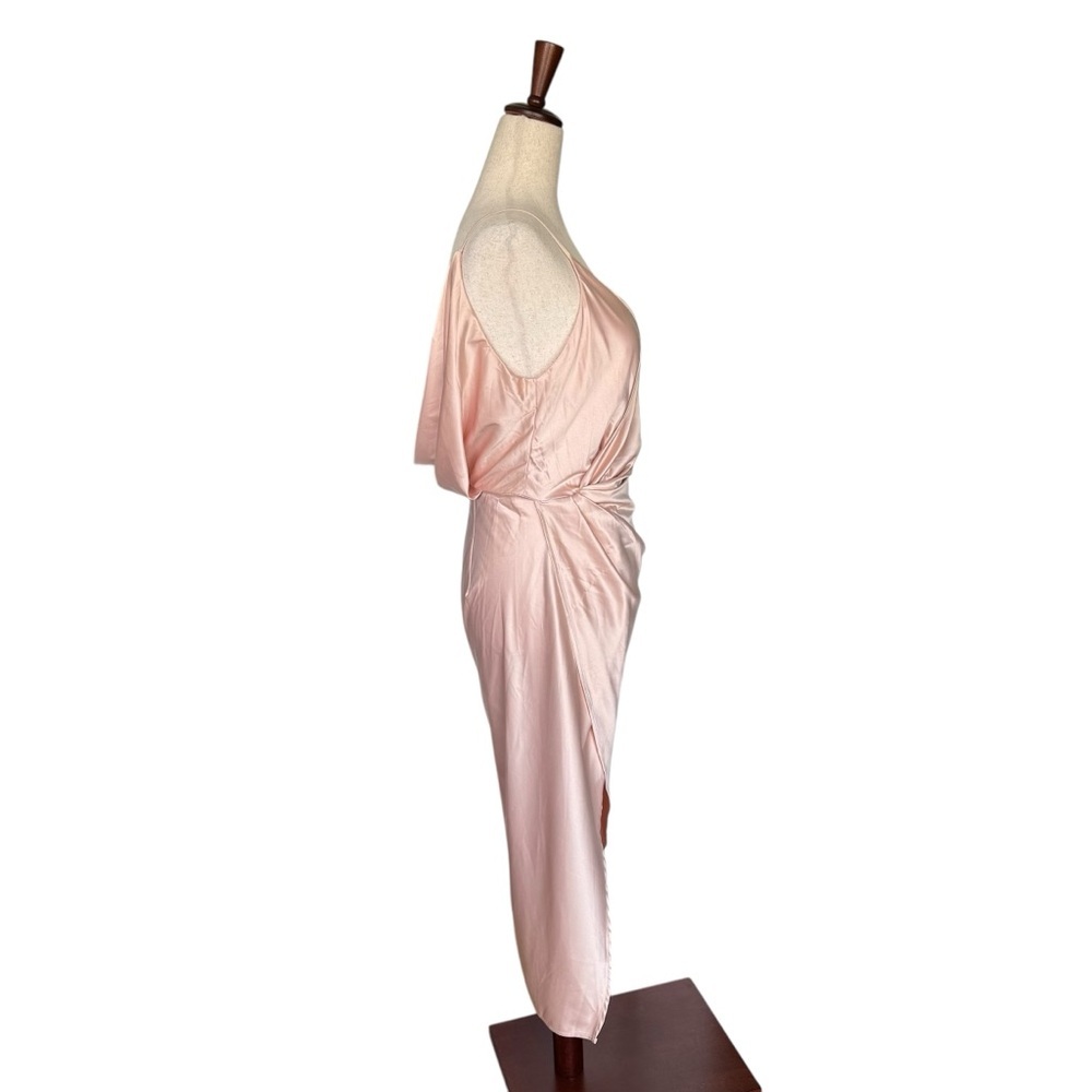 House of CB Coco Nude Satin Drape Back Wrap Dress Medium - Picture 5 of 13